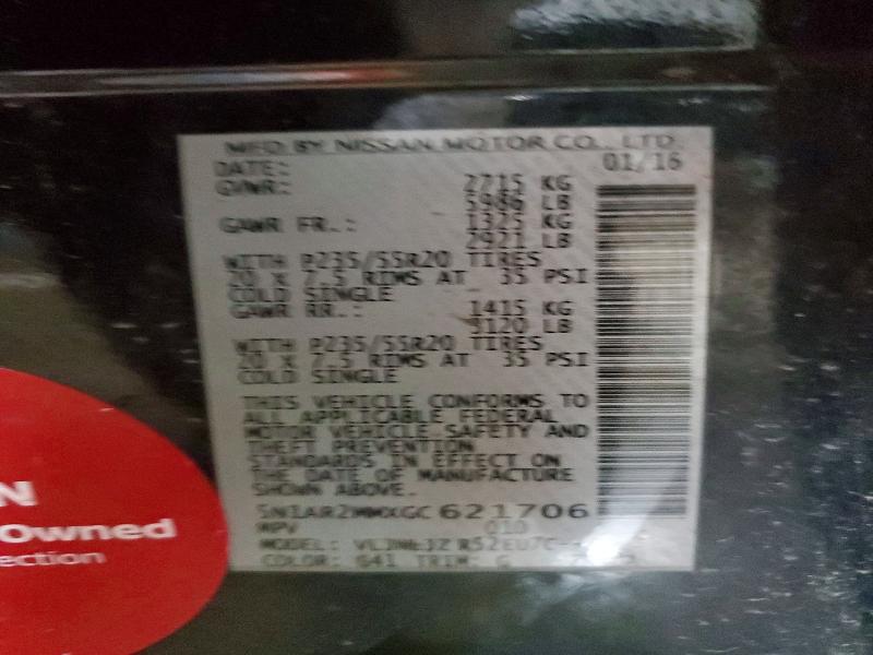 Продажа на аукционе авто 2016 Nissan Pathfinder, vin: 5N1AR2MMXGC621706, номер лота: 54842346