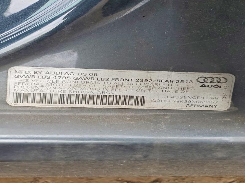 2009 Audi A4 მანქანა იყიდება აუქციონზე, vin: WAUSF78K99N069157, აუქციონის ნომერი: 52324926