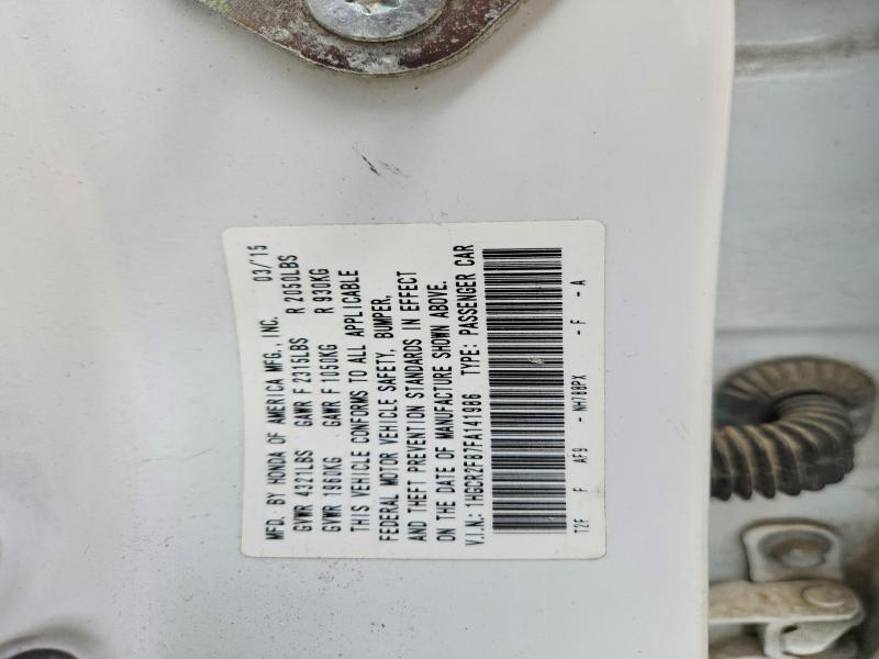 53578416 :رقم المزاد ، 1HGCR2F87FA141986 vin ، 2015 Honda Accord مزاد بيع
