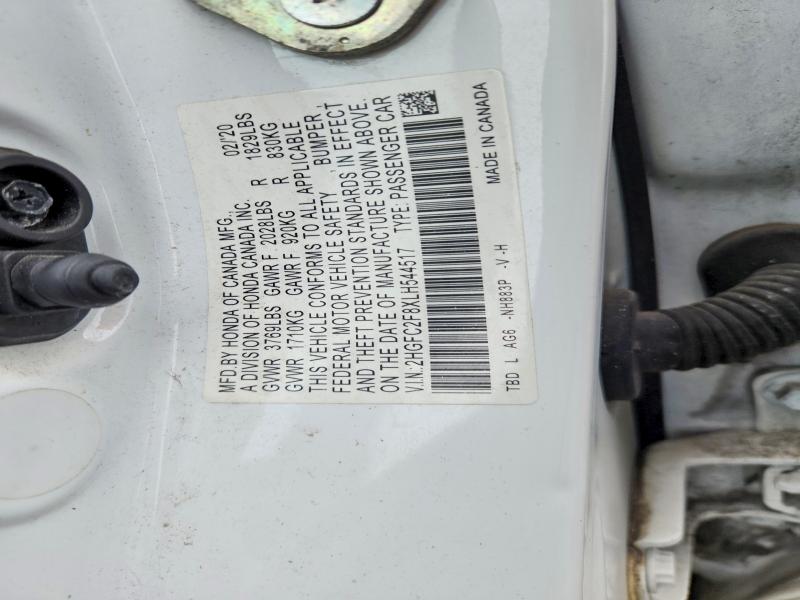 Продажа на аукционе авто 2020 Honda Civic, vin: 2HGFC2F8XLH544517, номер лота: 54498576