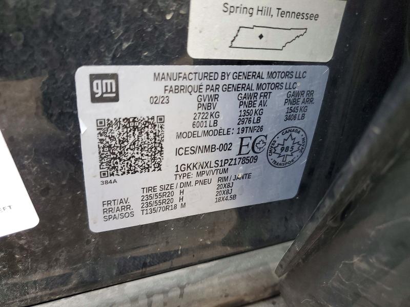 54015026 :رقم المزاد ، 1GKKNXLS1PZ178509 vin ، 2023 Gmc Acadia مزاد بيع