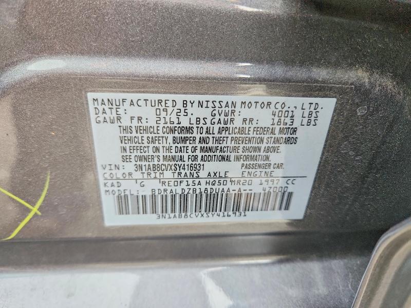 Продажа на аукционе авто 2025 Nissan Sentra, vin: 3N1AB8CVXSY416931, номер лота: 55399376