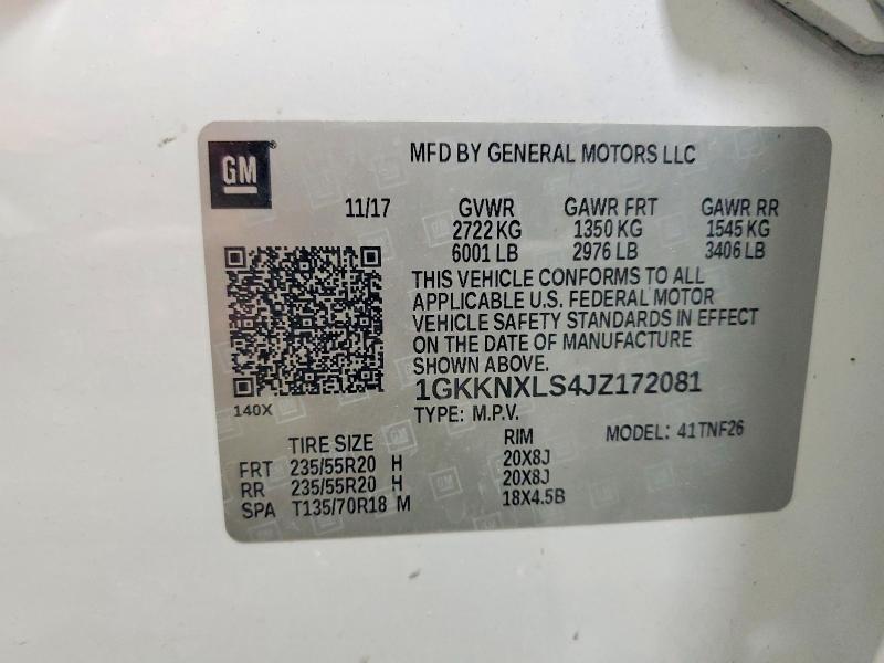 Продаж на аукціоні авто 2018 Gmc Acadia, vin: 1GKKNXLS4JZ172081, номер лоту: 53765236