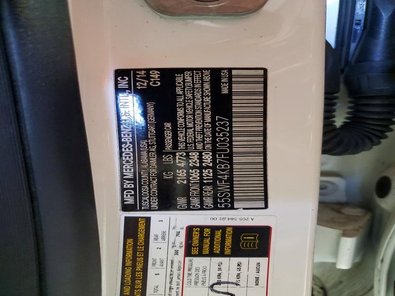 Продаж на аукціоні авто 2015 Mercedes-benz C, vin: 55SWF4KB7FU035237, номер лоту: 54992716