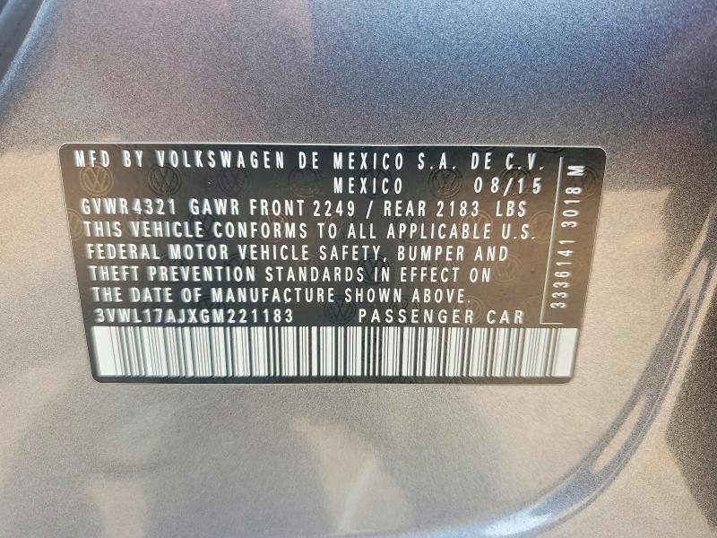 Продаж на аукціоні авто 2016 Volkswagen Jetta, vin: 3VWL17AJXGM221183, номер лоту: 54210566