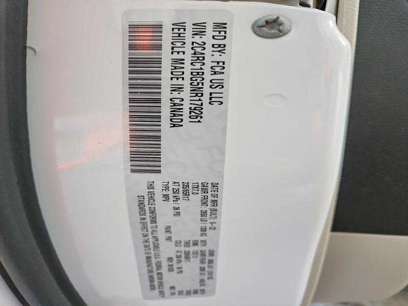 54518766 :رقم المزاد ، 2C4RC1BG5NR179261 vin ، 2022 Chrysler Pacifica مزاد بيع