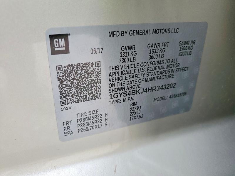 Продажа на аукционе авто 2017 Cadillac Escalade, vin: 1GYS4BKJ4HR343202, номер лота: 53229216
