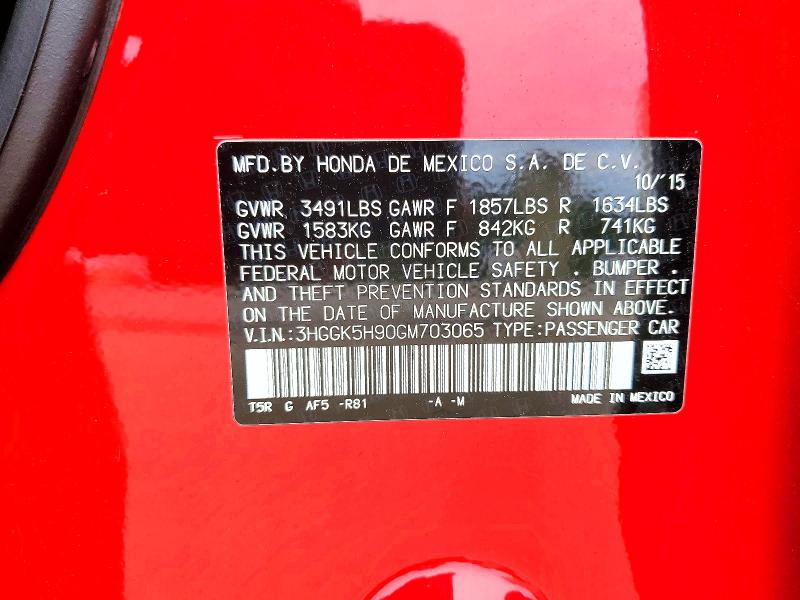 2016 Honda Fit მანქანა იყიდება აუქციონზე, vin: 3HGGK5H90GM703065, აუქციონის ნომერი: 53178526