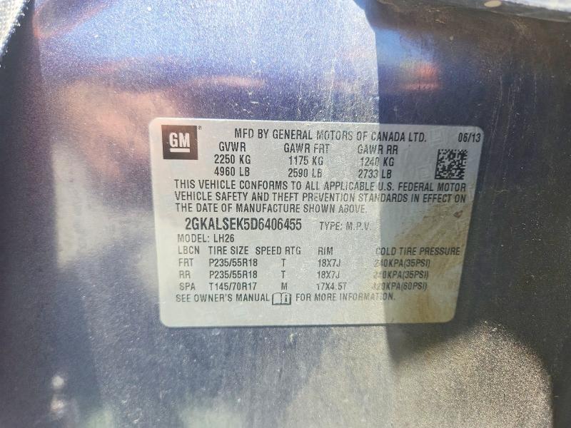 2013 Gmc Terrain მანქანა იყიდება აუქციონზე, vin: 2GKALSEK5D6406455, აუქციონის ნომერი: 52867996