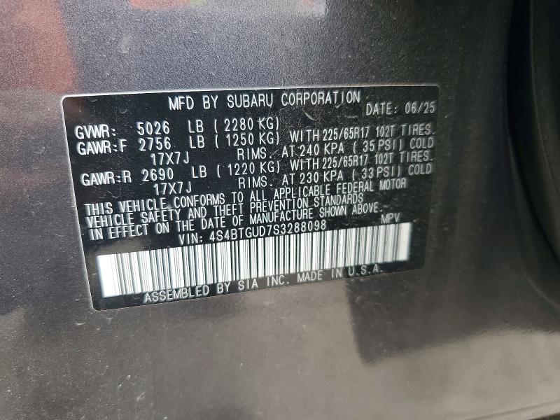 Продаж на аукціоні авто 2025 Subaru Outback, vin: 4S4BTGUD7S3288098, номер лоту: 52901146