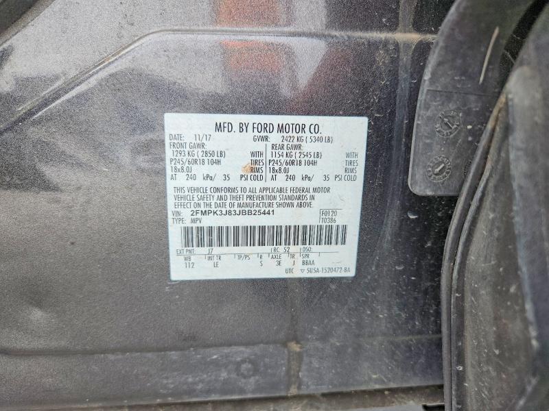 2018 Ford Edge მანქანა იყიდება აუქციონზე, vin: 2FMPK3J83JBB25441, აუქციონის ნომერი: 51520496