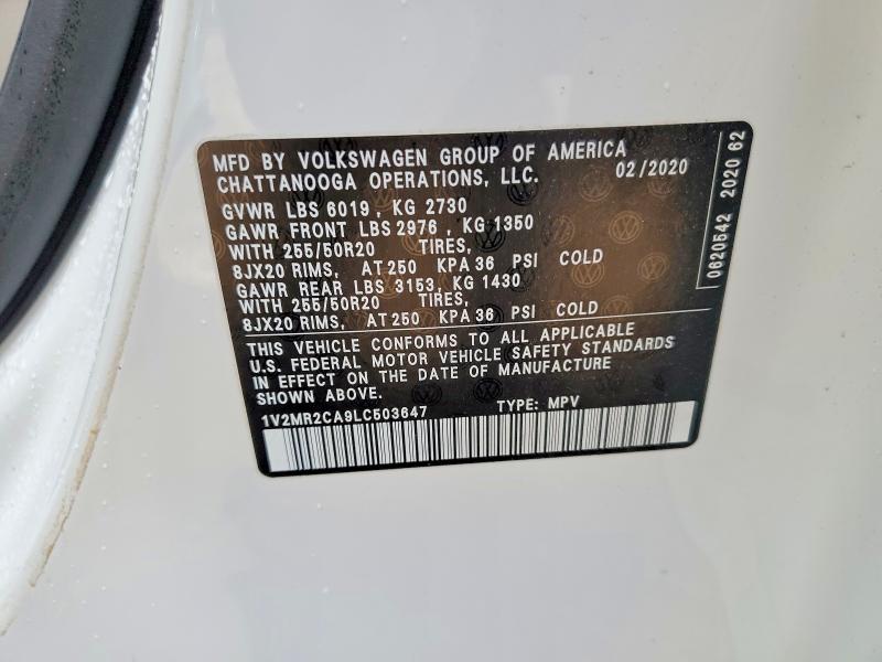 Aukcja sprzedaży 2020 Volkswagen Atlas, vin: 1V2MR2CA9LC503647, numer aukcji: 52345086