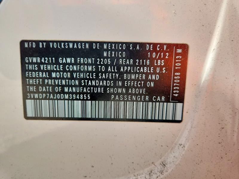 53508426 :رقم المزاد ، 3VWDP7AJ0DM394855 vin ، 2013 Volkswagen Jetta مزاد بيع