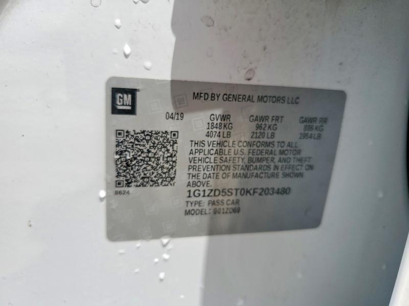 Aukcja sprzedaży 2019 Chevrolet Malibu, vin: 1G1ZD5ST0KF203480, numer aukcji: 53452546