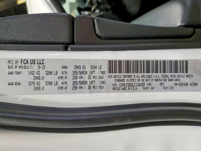 2020 Jeep Grand Cherokee მანქანა იყიდება აუქციონზე, vin: 1C4RJFBG3LC134439, აუქციონის ნომერი: 53413236