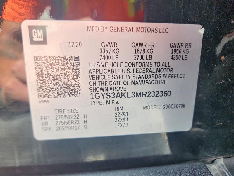 Продаж на аукціоні авто 2021 Cadillac Escalade, vin: 1GYS3AKL3MR232360, номер лоту: 53353716