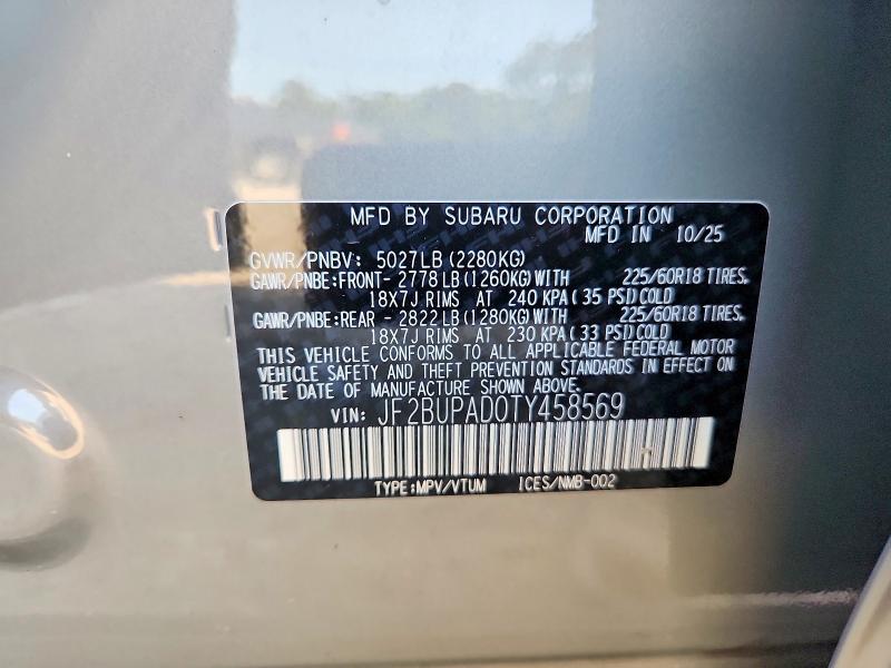 Продажа на аукционе авто 2026 Subaru Outback, vin: JF2BUPAD0TY458569, номер лота: 53943896