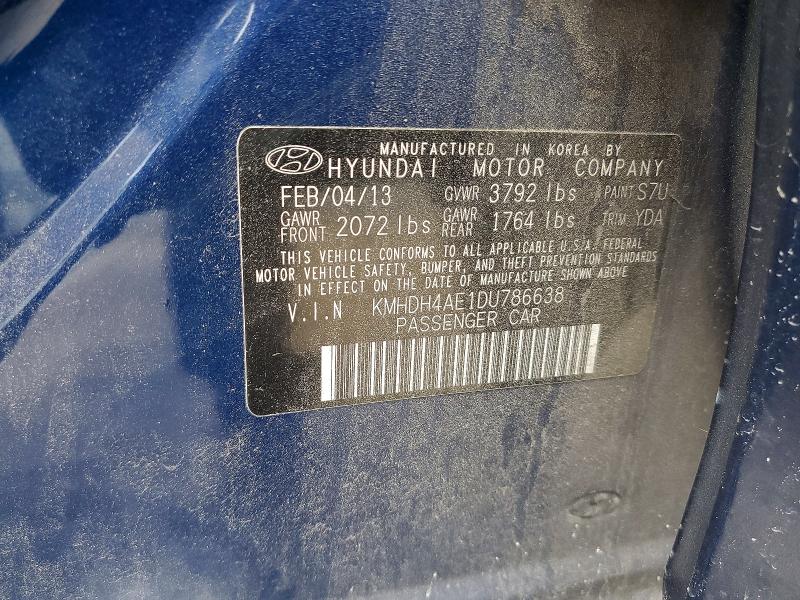 Продажа на аукционе авто 2013 Hyundai Elantra, vin: KMHDH4AE1DU786638, номер лота: 54896226
