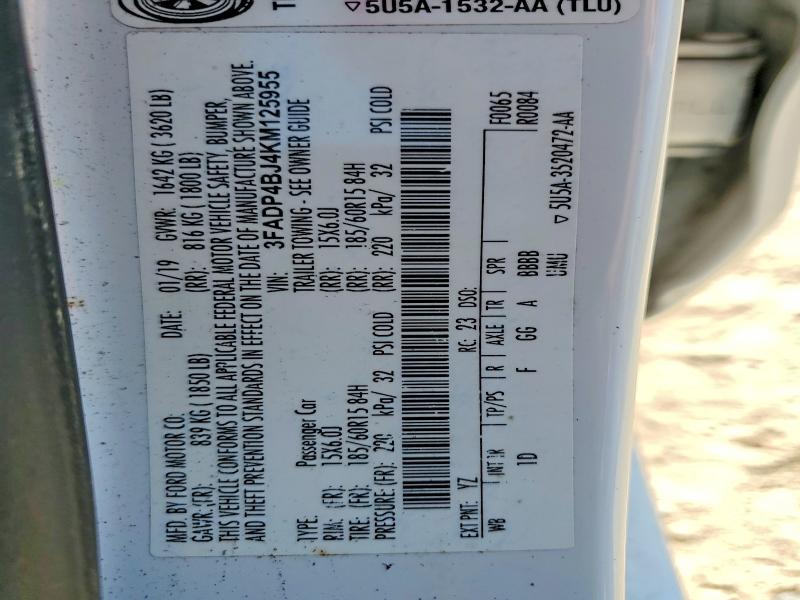Aukcja sprzedaży 2019 Ford Fiesta, vin: 3FADP4BJ4KM125955, numer aukcji: 53416736
