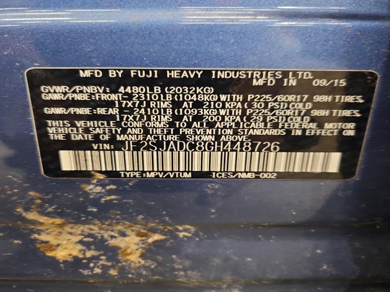 Продаж на аукціоні авто 2016 Subaru Forester, vin: JF2SJADC8GH448726, номер лоту: 54632846