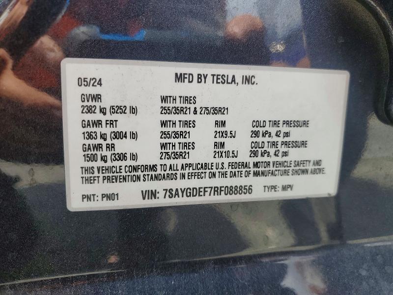 Aukcja sprzedaży 2024 Tesla Model Y, vin: 7SAYGDEF7RF088856, numer aukcji: 53831856