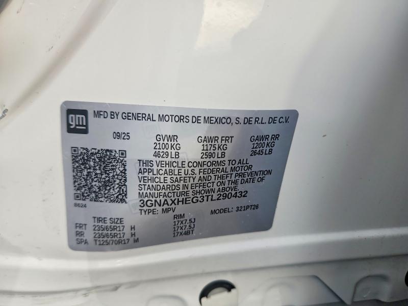 Aukcja sprzedaży 2026 Chevrolet Equinox, vin: 3GNAXHEG3TL290432, numer aukcji: 53889386