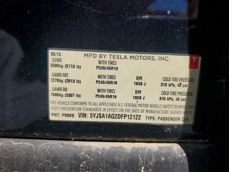 54200906 :رقم المزاد ، 5YJSA1AG2DFP12122 vin ، 2013 Tesla Model S مزاد بيع