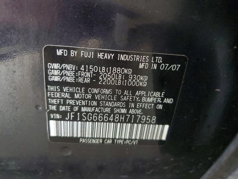 Продажа на аукционе авто 2008 Subaru Forester, vin: JF1SG66648H717958, номер лота: 52515286