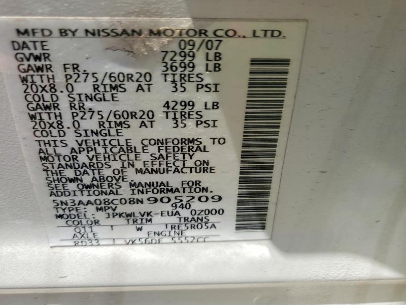 Продаж на аукціоні авто 2008 Infiniti Qx56, vin: 5N3AA08C08N905209, номер лоту: 54061186