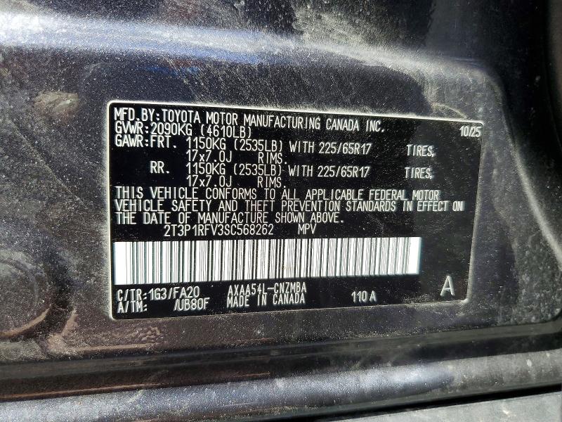 2025 Toyota Rav4 მანქანა იყიდება აუქციონზე, vin: 2T3P1RFV3SC568262, აუქციონის ნომერი: 53831836