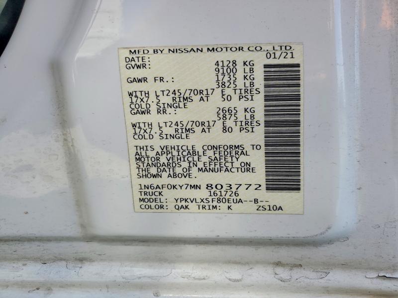 53049916 :رقم المزاد ، 1N6AF0KY7MN803772 vin ، 2021 Nissan Nv مزاد بيع