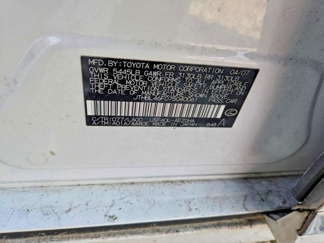 2007 Lexus Ls მანქანა იყიდება აუქციონზე, vin: JTHBL46F075040061, აუქციონის ნომერი: 53794546