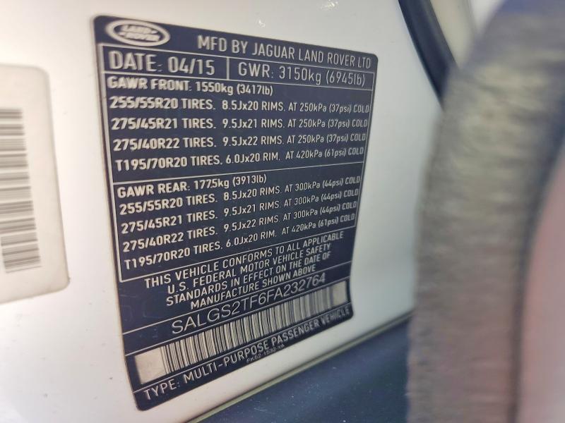 Продажа на аукционе авто 2015 Land Rover Range Rover, vin: SALGS2TF6FA232764, номер лота: 53309376