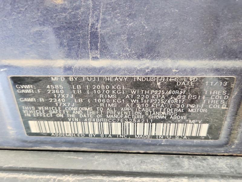 2014 Subaru Outback მანქანა იყიდება აუქციონზე, vin: 4S4BRBCC7E3254211, აუქციონის ნომერი: 53016206