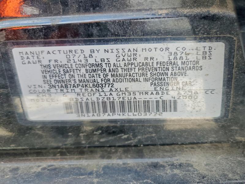 52335896 :رقم المزاد ، 3N1AB7AP4KL603772 vin ، 2019 Nissan Sentra مزاد بيع
