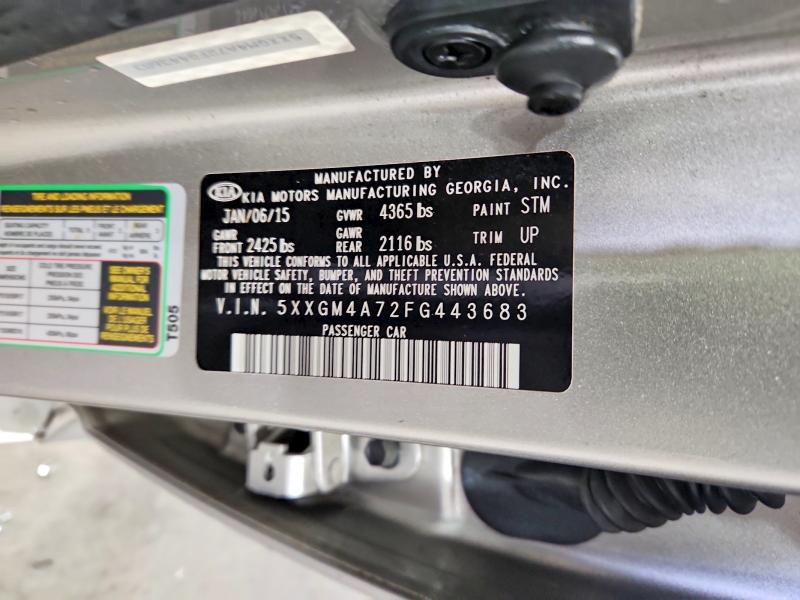 2015 Kia Optima მანქანა იყიდება აუქციონზე, vin: 5XXGM4A72FG443683, აუქციონის ნომერი: 54470406