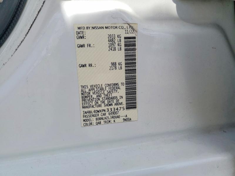 Aukcja sprzedaży 2023 Nissan Altima, vin: 1N4BL4DWXPN333475, numer aukcji: 54918966