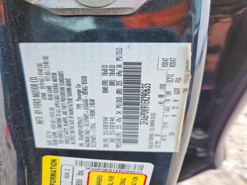 Aukcja sprzedaży 2014 Ford Fusion, vin: 3FA6P0K91ER290635, numer aukcji: 51585496