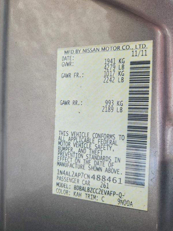 54123666 :رقم المزاد ، 1N4AL2AP7CN488461 vin ، 2012 Nissan Altima مزاد بيع