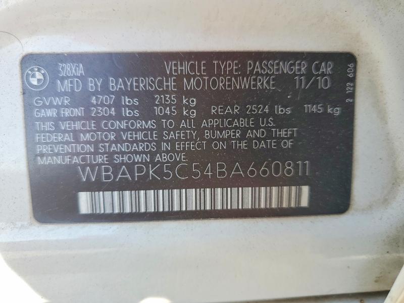 Aukcja sprzedaży 2011 Bmw 328, vin: WBAPK5C54BA660811, numer aukcji: 52316856