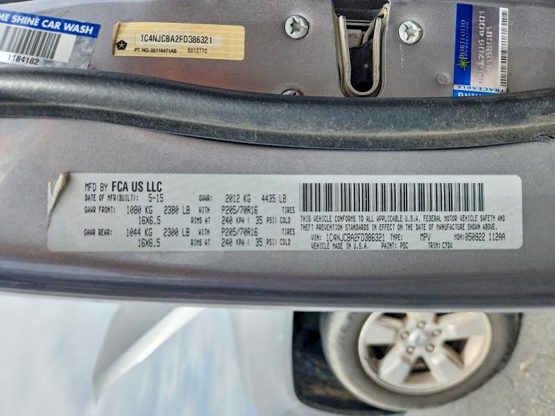 52451346 :رقم المزاد ، 1C4NJCBA2FD386321 vin ، 2015 Jeep Compass مزاد بيع