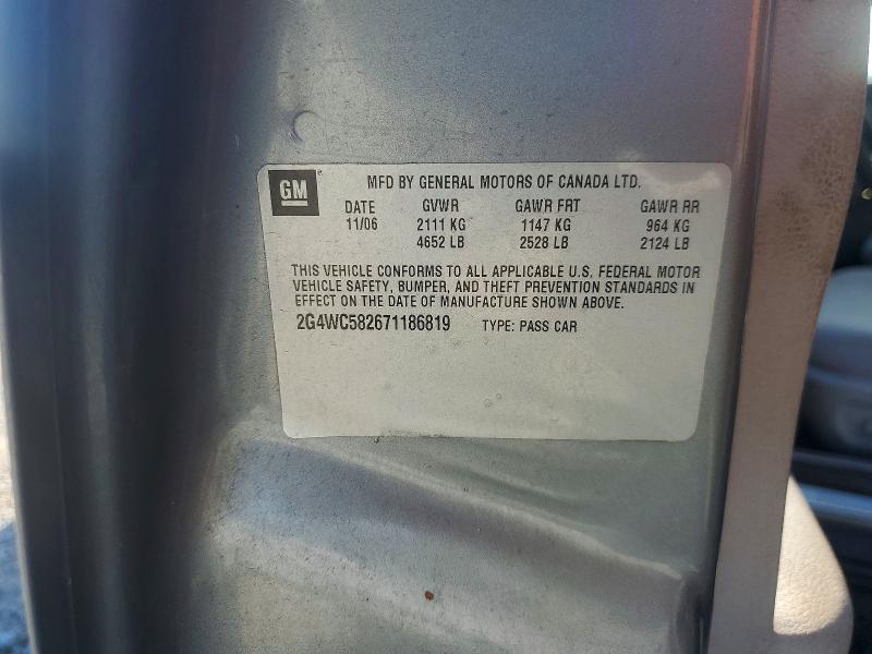 52894966 :رقم المزاد ، 2G4WC582671186819 vin ، 2007 Buick Lacrosse مزاد بيع