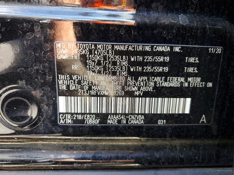Продажа на аукционе авто 2021 Toyota Rav4, vin: 2T3J1RFVXMW161269, номер лота: 54773106