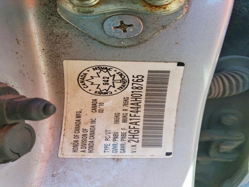 2010 Honda Civic მანქანა იყიდება აუქციონზე, vin: 2HGFA1F44AH018765, აუქციონის ნომერი: 53587126