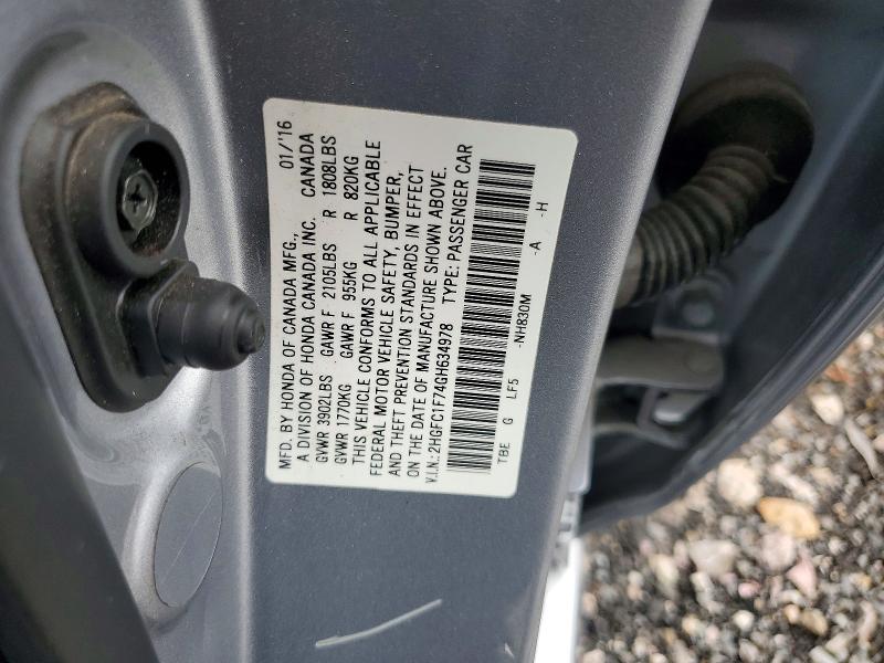 Aukcja sprzedaży 2016 Honda Civic, vin: 2HGFC1F74GH634978, numer aukcji: 54757286