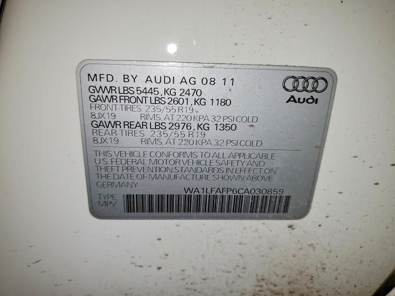 Продаж на аукціоні авто 2012 Audi Q5, vin: WA1LFAFP6CA030859, номер лоту: 54881726