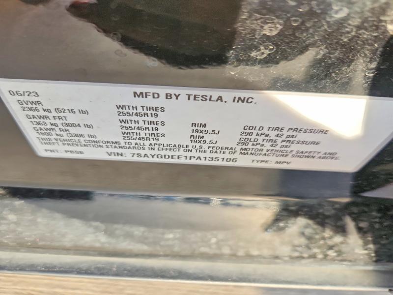 Продаж на аукціоні авто 2023 Tesla Model Y, vin: 7SAYGDEE1PA135106, номер лоту: 52188006