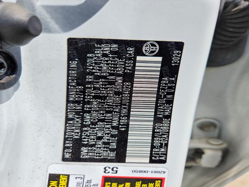 52331046 :رقم المزاد ، 4T1B61HKXJU084028 vin ، 2018 Toyota Camry مزاد بيع