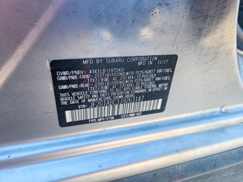 Aukcja sprzedaży 2018 Subaru Crosstrek, vin: JF2GTABC3J9263147, numer aukcji: 53292936
