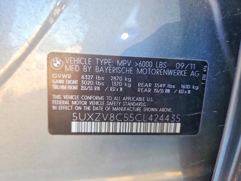 54215386 :رقم المزاد ، 5UXZV8C55CL424435 vin ، 2012 Bmw X5 مزاد بيع